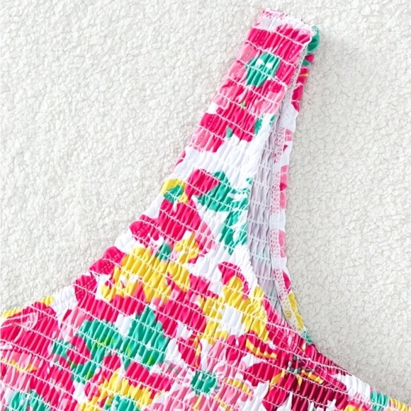 Floral print smocked one shoulder bikini top! - Picture 2 of 2